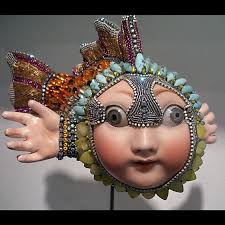 Fishy Whale by Betsy Youngquist by betsyyoungquist on Etsy,This delightful  fish is a one of a kind sculpture covered in glass… | Bead art, Art dolls,  Assemblage art