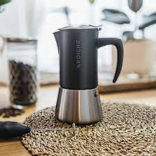 Luxhaus' stovetop espresso maker is an elegantly designed, stainless steel moka pot built to last and best suited for induction stovetops. Milano Stainless Steel Coffee Maker Grosche