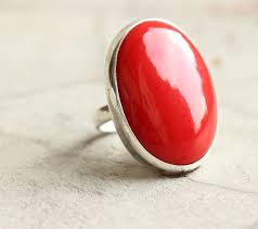 Red Coral Ring Oval Ring Rings For Women Red By Studio1980 79 00 Coral Ring Red Stone Ring Gemstones