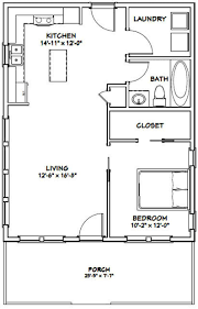 Everything you need for the ideal. 24x30 House 1 Bedroom 1 Bath 720 Sq Ft Pdf Floor Plan Instant Download Model 2b 1 Bedroom House Plans Tiny House Plans Tiny House Floor Plans
