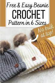 Crochet Ribbed Beanie In 6 Sizes Crochet Dreamz Easy Crochet Hat Crochet Ribbed Beanie Crochet Hats