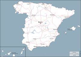 These country outline maps are great to use when teaching geography. Spain Free Map Free Blank Map Free Outline Map Free Base Map Outline Hydrography Main Cities Roads Names