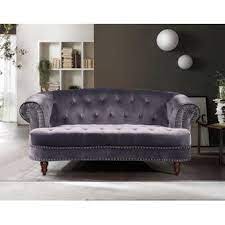 Bellbrook 65 5 Wide Velvet Rolled Arm Loveseat Love Seat Furniture Chesterfield Living Room