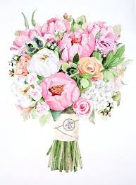 Original Custom Wedding Bouquet Painting In Watercolor Bridal Etsy Flower Illustration Watercolor Bouquet Flower Painting