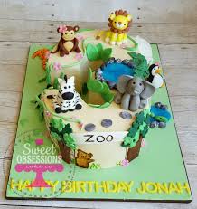 Boy Jungle Themed Birthday Party For 2 Year Old Number 3 Shaped Cake Zoo Theme Zoo Birthday Cake Animal Birthday Cakes 3rd Birthday Cakes For Girls