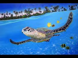 Art Lesson How To Paint A Marine Turtle With Water Mixable Oil Paints Youtube Marine Turtle Turtle Painting Oil Painting
