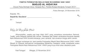 Apabila sumber yang di dapat dari majalah atau surat kabar urutannya seperti ini: Contoh Surat Undangan Acara Maulid Nabi Muhammad Saw Tutup Kurung