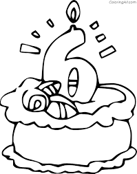 Birthday coloring pages that parents and teachers can customize and print for kids. 6th Birthday Cake Coloring Page Coloringall