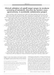 Pdf Clinical Validation Of Cutoff Target Ranges In Newborn