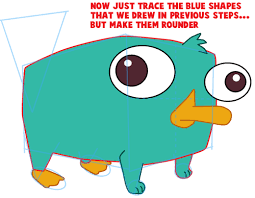 How To Draw Baby Perry The Platypus From Phineas And Ferb How To Draw Step By Step Drawing Tutorials But platypuses are real, 43) (e) platypuses have a nose iike a duck, webbed feet iike a duck, soft brown fur on their body and a long, flat tail iike a beaver. how to draw baby perry the platypus