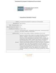 Pdf Expectancy Violations Theory