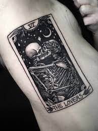 Tattooed and animated by phil berge at tattoo shack in quebec city. Tattoo Uploaded By Betty The Lovers Tarot Card Thelovers Betty Tarot Tarotcard Skeleton Kiss 1038547 Tattoodo