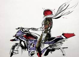 一週間近く前の絵なんですけど ちょっと迷走してる イラスト 絵 ライダー