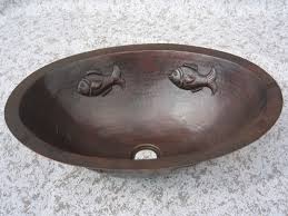 fish design oval copper sink