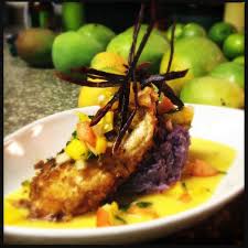 Panko crusted ono with balsamic caprese vinegrette, moroccan fish.yum!, a big rustic fish and panchetta stew thickened… Hali Imaile General Store S Super Ono Ono Recipe Maui Now