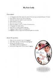 A page for describing trivia: My Fair Lady Worksheets