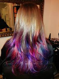 Purple Pink Magenta Blue Red And Silver Hair Rainbow Ombre Mermaid Hair Jewel Tones Beautiful Straight Hair Dar Mermaid Hair Hair Straight Hairstyles