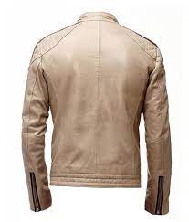 Mens Brown Stripped Beige Biker Leather Jacket In 2020 Leather Jacket Men Style Leather Jacket Jackets Men Fashion