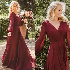 Ebay Ad V Neck Long Sleeve Chiffon Bridesmaid Dresses Long Wedding Gu In 2020 Long Sleeve Bridesmaid Dress Maroon Bridesmaid Dresses Burgundy Bridesmaid Dresses Long