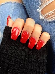 74baby blue ombre acrylic nails. Medium Length Monroe Red Coffin Ballerina Gel Nails T Ballerina Gel Nails Red Nails Red Gel Nails