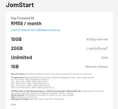 A one month rate plan advance payment of rm38 is applicable. Digi S Postpaid 58 Offers Up To 30gb Month If You Stay Loyal To Them