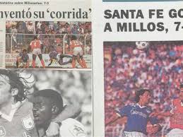 La presión alta de los atlanticenses, que, no obstante, no mermó, les costó factura y en un balón largo el león anotó el primero de la noche. Santa Fe 7 Millonarios 3 Cumple 25 Anos Futbol Colombiano Liga Betplay Futbolred