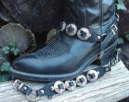 Western Biker Boots Boot Chains 3 Big Silver Conchos Etsy In 2020 Western Boots Boots Boot Chains