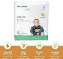 McKesson Baby Diapers - Flexible Fit, Wetness indicator, 12-Hour Protection  - Size 5 (Over 27 lbs.), 27 Count, 1 Pack