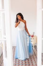 Blue Tulle Bohemian Dress Hippy Wedding Dress With Blue Skirt Beach Wedding Infinity Dres Trendy Wedding Dresses High Neck Wedding Dress Elegant Bridal Dress