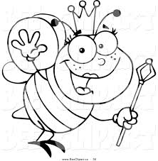 Once the kid get familiar with the queen bee while learning the alphabets, you can ask the kid to color it using crayons. Vector Clip Art Of A Coloring Page Of A Friendly Queen Bee By Hit Toon 36