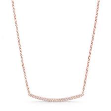 Only 2 available and it's in 2 people's carts. 14k Rose Gold Diamond Curved Bar Necklace
