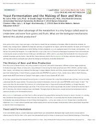 Pdf Yeast Fermentation And The Making Of Beer And Wine