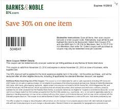 30 Off A Single Item This Weekend At Barnes Noble Or Online Via Promo Code T9p3e3w Coupon Via Printable Coupons Online Coupons Codes Free Printable Coupons