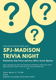 Community contributor can you beat your friends at this quiz? Wisconsin Watch On Twitter Heading Into Sunshine Week Spjmadison Is Hosting A Trivia Night With Captimes Opinion Editor Jessieopie On March 11 Register For 5 Through This Sunday Here Https T Co Idhqu7fvpn Proceeds Generated