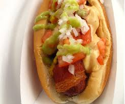 Cook baked beans, then cook the hot dogs. Bacon Wrapped Sonoran Hot Dogs Recipe Finecooking