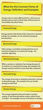 What Are The Common Forms Of Energy Definition And Examples Chemical Energy Energy Definitions