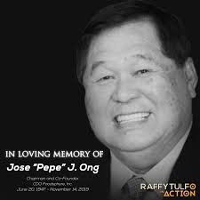 May you rest in peace, Mr. Jose "Pepe" Ong. #raffytulfoinaction Youtube:  http://bit.ly/1RaffyTulfoOfficialYoutube Facebook:  http://bit.ly/RaffyTulfoOfficialFacebook Instagram:  http://bit.ly/RaffyTulfoOfficialInstagram Website: http://bit.ly ...