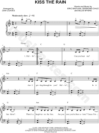 His most famous pieces are kiss the rain, and also river flows in you. Billie Myers Kiss The Rain Sheet Music Easy Piano In C Major Download Print Sku Mn0147778