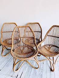 Bamboo Table Four Rattan Lounge Chair Set In 2020 Rattan Lounge Chair Bamboo Table Bamboo Chair
