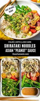 Easy Shirataki Noodles With Creamy Paleo Peanut Sauce Recipe Paleo Recipes Dinner Paleo Summer Recipes Paleo Recipes Easy