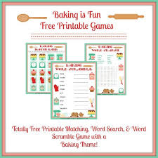 Baking Is Fun Free Printable Games Set Includes Word Search Word Scramble And Matching Game Free Printable Games Printable Games Free Games For Kids