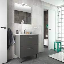 Mobile Bagno Con Piedini Detroit Grigio Opaco Da Con Lavabo E Specchio Mobile Bagno Bagno Mobili