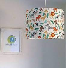 Cute Adorable Safari Animal Lampshade Set Against A Cream Background With Different Jungle Anim Nursery Lamp Nursery Decor Neutral Jungle Animals Decorations