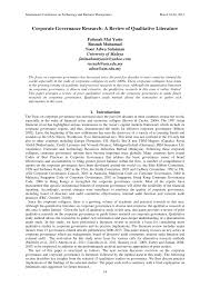 Pdf Corporate Governance Research A Review Of Qualitative Literature