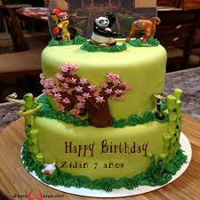 Birthday Cake Images With Name Angel Kung Fu Panda Birthday Name Cake Enamewishes In 2020 Panda Birthday Happy Birthday Cakes Birthday Cake Write Name