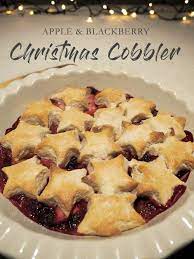 Apple And Blackberry Christmas Cobbler Recipe Complete With Star Topping Cobbler Recipes Christmas Food Sweet Treats