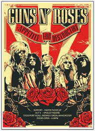 Je viens de me prendre le coffret collector appetite for destruction des guns. Guns N Roses Uk Rock Posters Vintage Music Posters Rock Band Posters