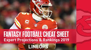 Nfl home live stats weekly rankings lineup generator dfs content premium content free content tools nfl reports covid update blog player news teams 2020 rankings positional previews. Fantasy Football Cheat Sheet Expert Rankings And Projections Draft System 2019