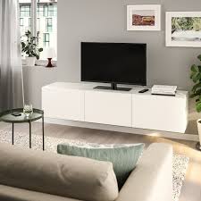 Meuble tv blanc laque fly new meuble tv blanc laque led elegant. Achetez En Ligne Besta Banc Tv Avec Portes Blanc Lappviken Blanc 180x42x38 Cm Ikea