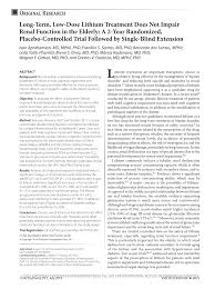 This inflammation can lead to kidney failure, but the course of the lupus and the pattern of its effects. Pdf Long Term Low Dose Lithium Treatment Does Not Impair Renal Function In The Elderly